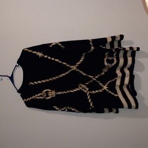 St John Woman's navy, white and gold nautical long sweater.